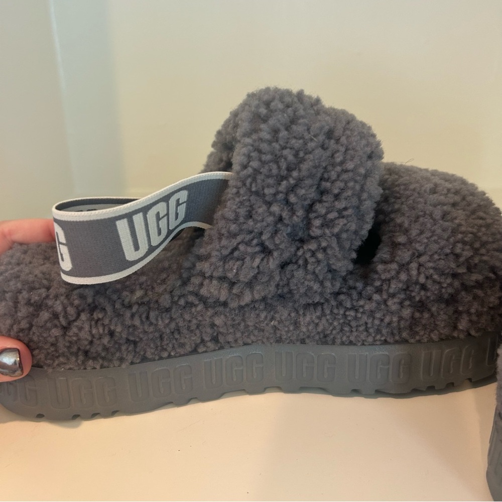 Ugg Charcoal Fluffy Platform Slides - image 3